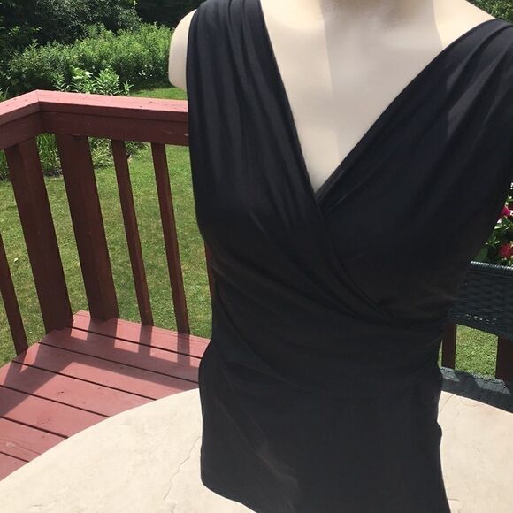 Land’s End Tankini loose fit soft cup surplice Grecian Goddess top black Various - Picture 3 of 8